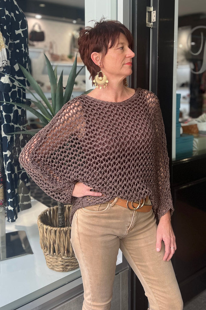 Paloma Loose Knit - Chocolate - CG30 - Pizazz BoutiqueCindy G