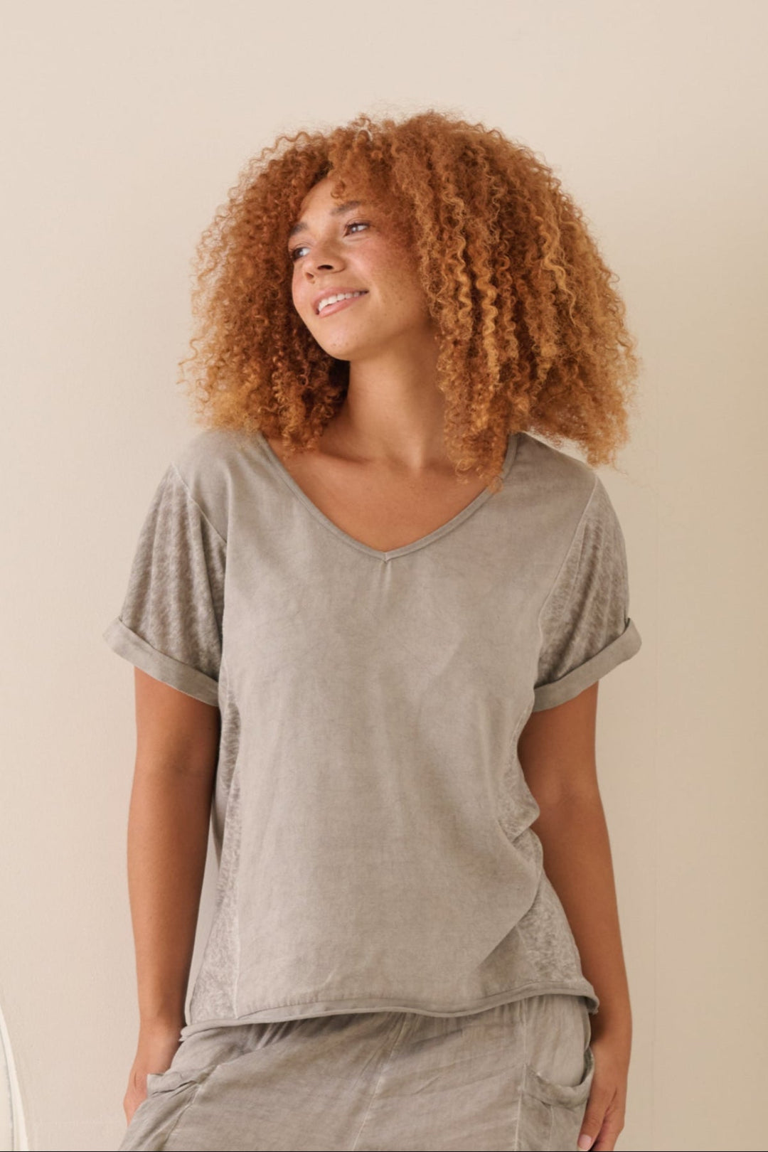 Panelled Top - Grey - CJ13 - Pizazz BoutiqueCaju