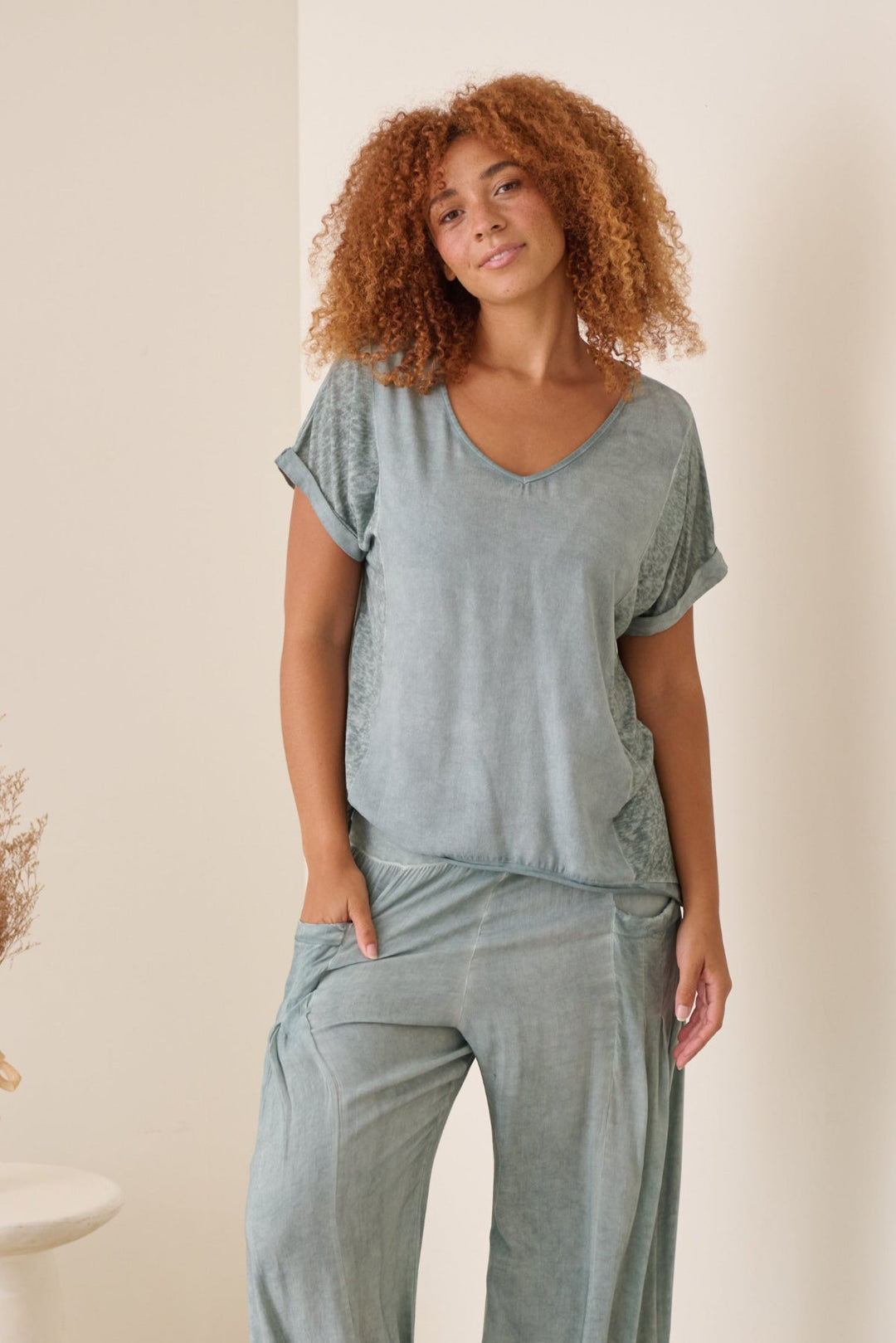 Panelled Top - Seafoam - CJ13 - Pizazz BoutiqueCaju