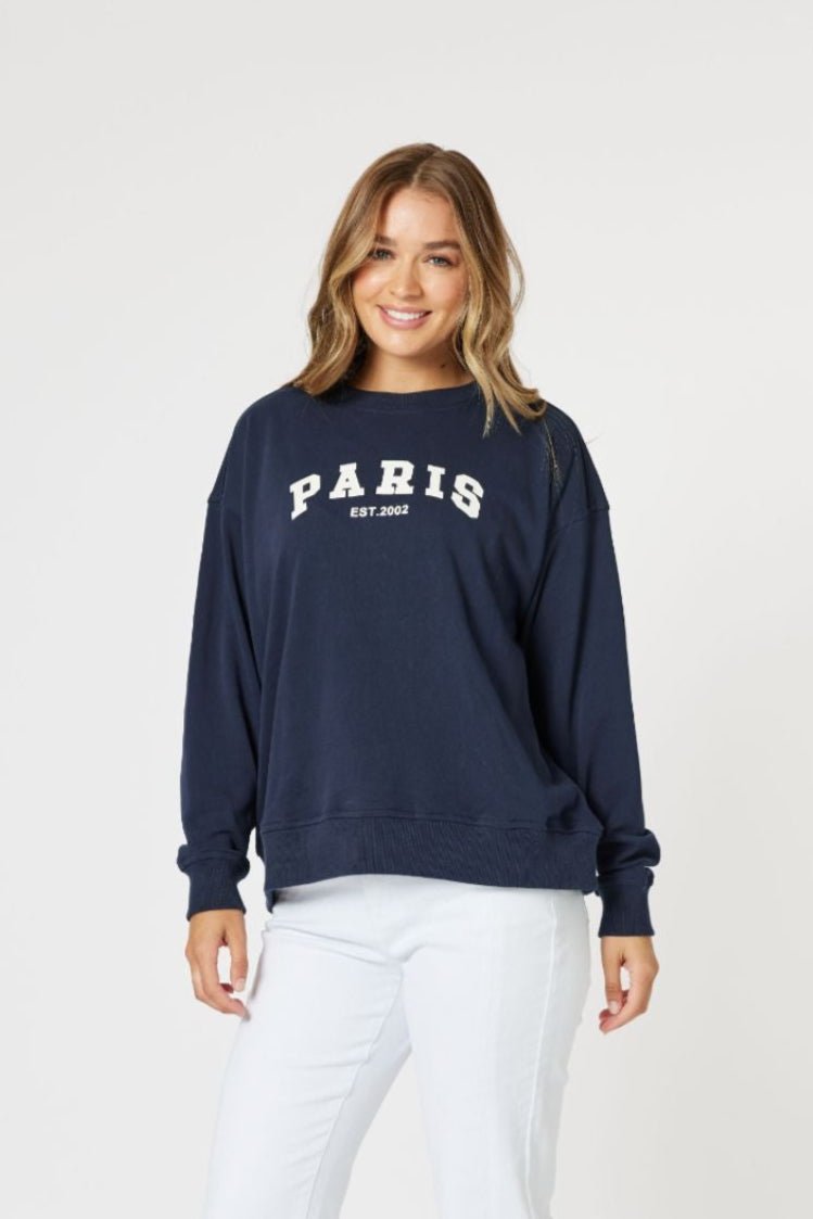 Paris Sweatshirt - Navy - TZ8 - Pizazz BoutiqueThreadz