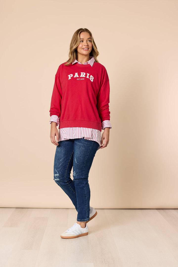 Paris Sweatshirt - Red - TZ31 - Pizazz BoutiqueThreadz