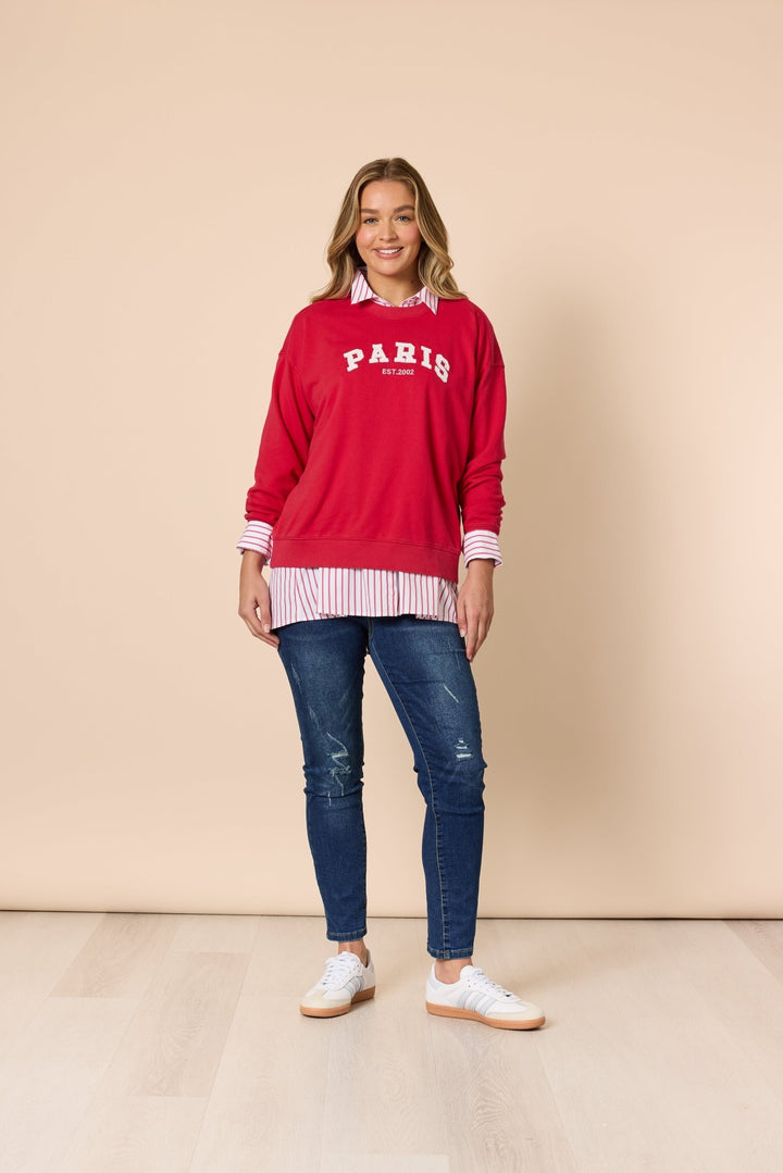 Paris Sweatshirt - Red - TZ31 - Pizazz BoutiqueThreadz