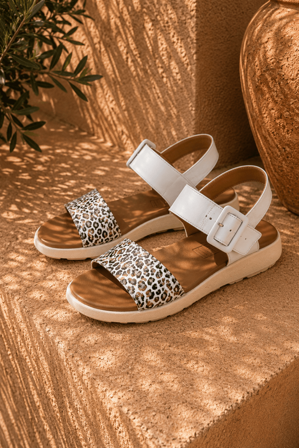 Pepe Sandal - White Leopard - C28 - Pizazz BoutiqueCabello