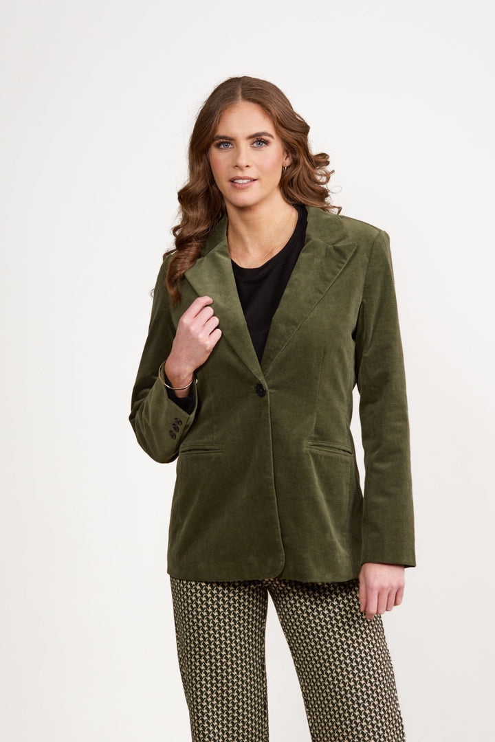 Pinwale Cord Blazer - Deep Sage - VA9 - Pizazz BoutiqueVassalli