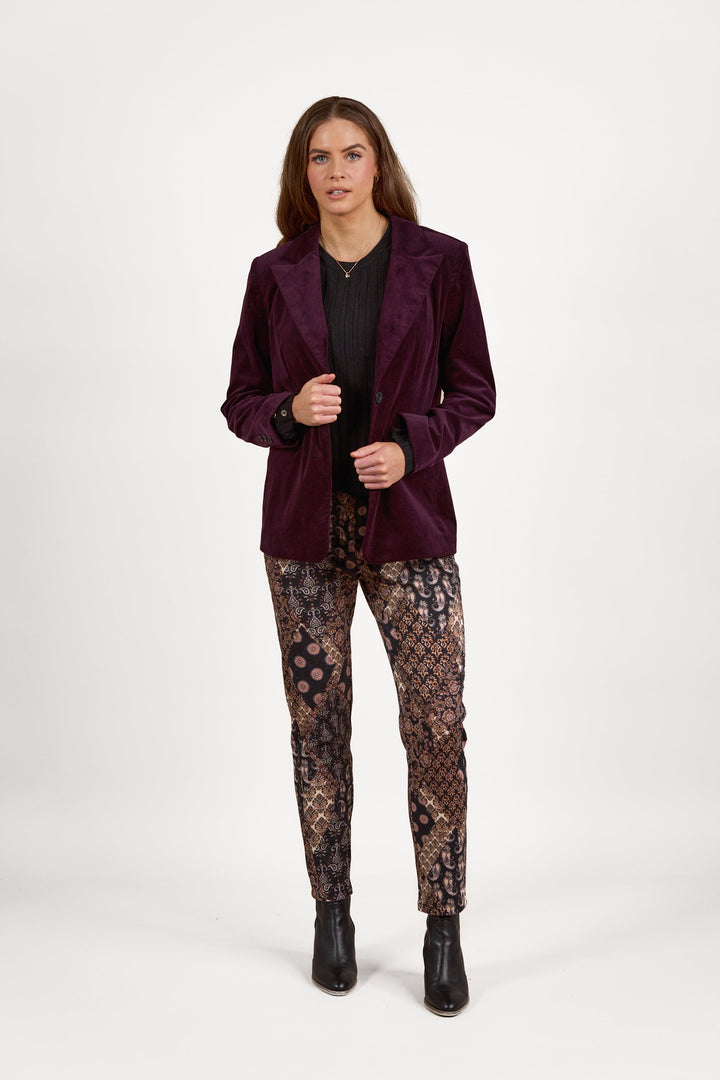 Pinwale Cord Blazer - Mulberry - VA9 - Pizazz BoutiqueVassalli