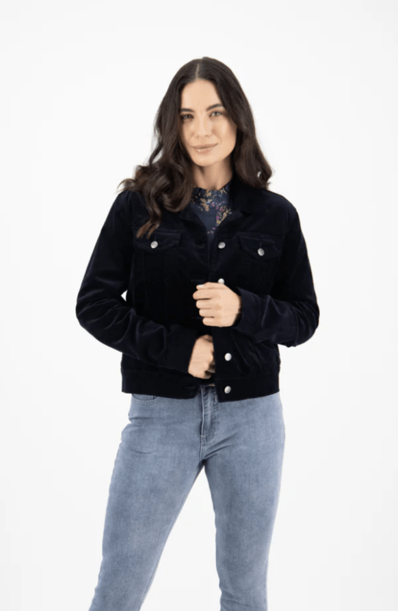 Pinwale Cord Denim Jacket - Midnight - VA7 - Pizazz BoutiqueVassalli