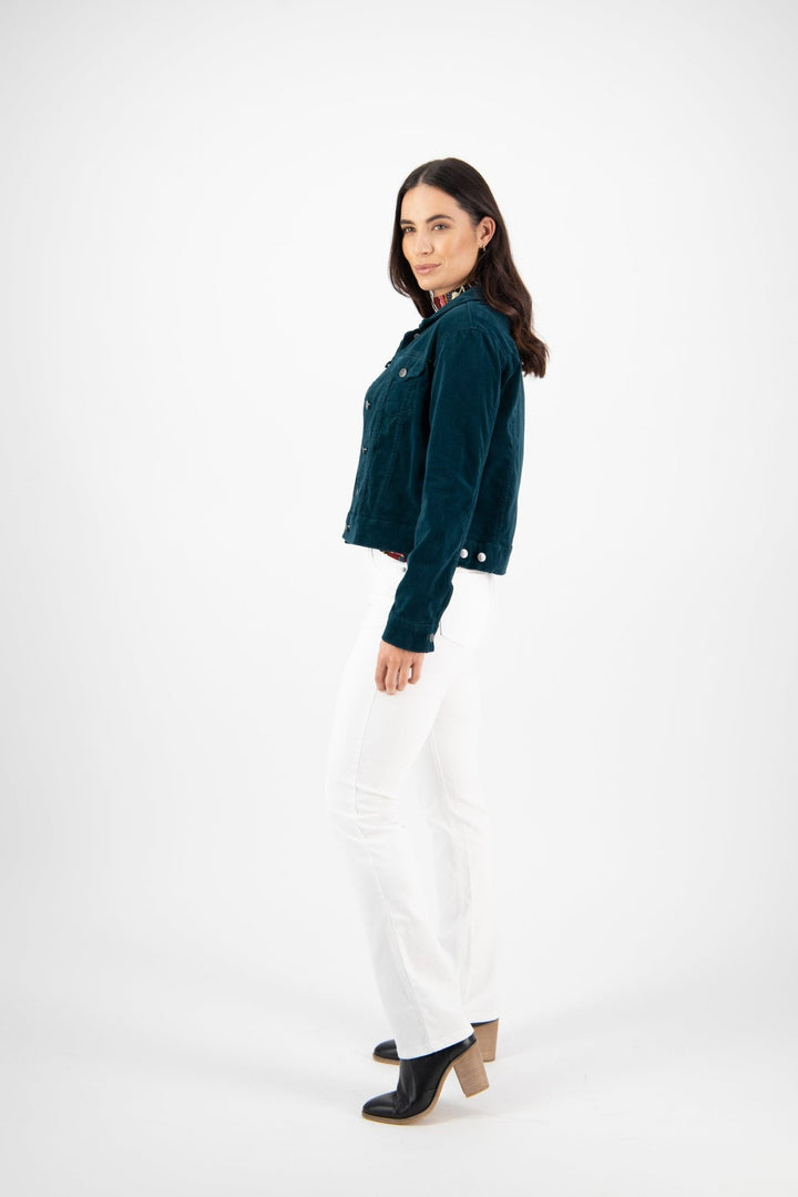 Pinwale Cord Denim Jacket - Peacock - VA7 - Pizazz BoutiqueVassalli