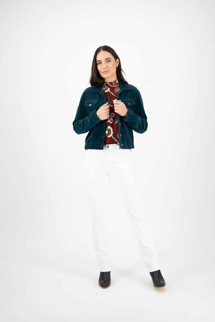 Pinwale Cord Denim Jacket - Peacock - VA7 - Pizazz BoutiqueVassalli