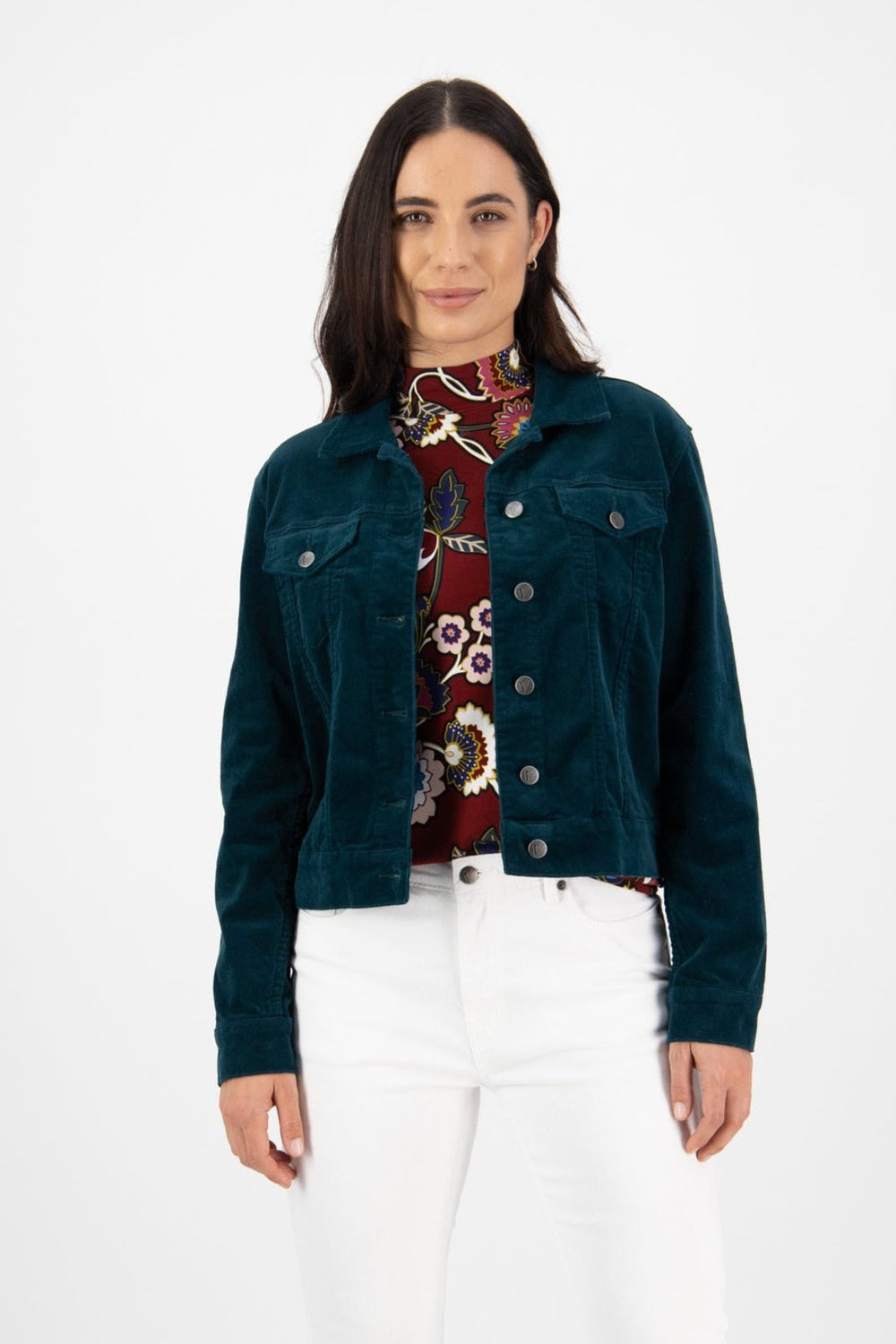 Pinwale Cord Denim Jacket - Peacock - VA7 - Pizazz BoutiqueVassalli