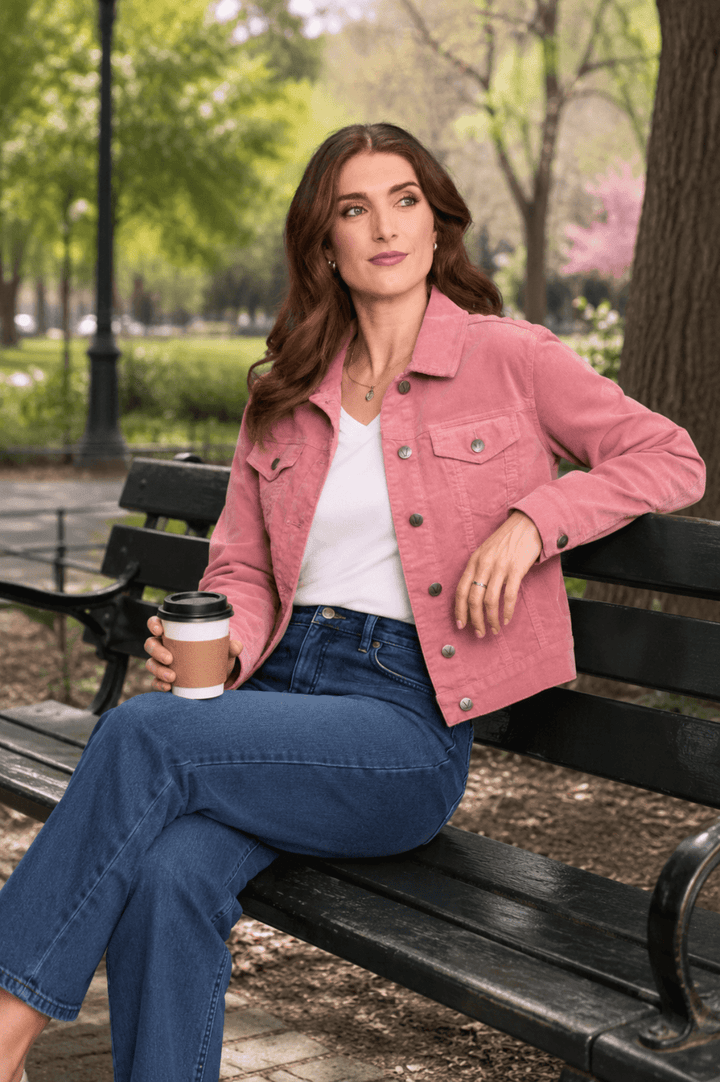 Pinwale Cord Jacket - Dusky Pink - VA7 - Pizazz BoutiqueVassalli