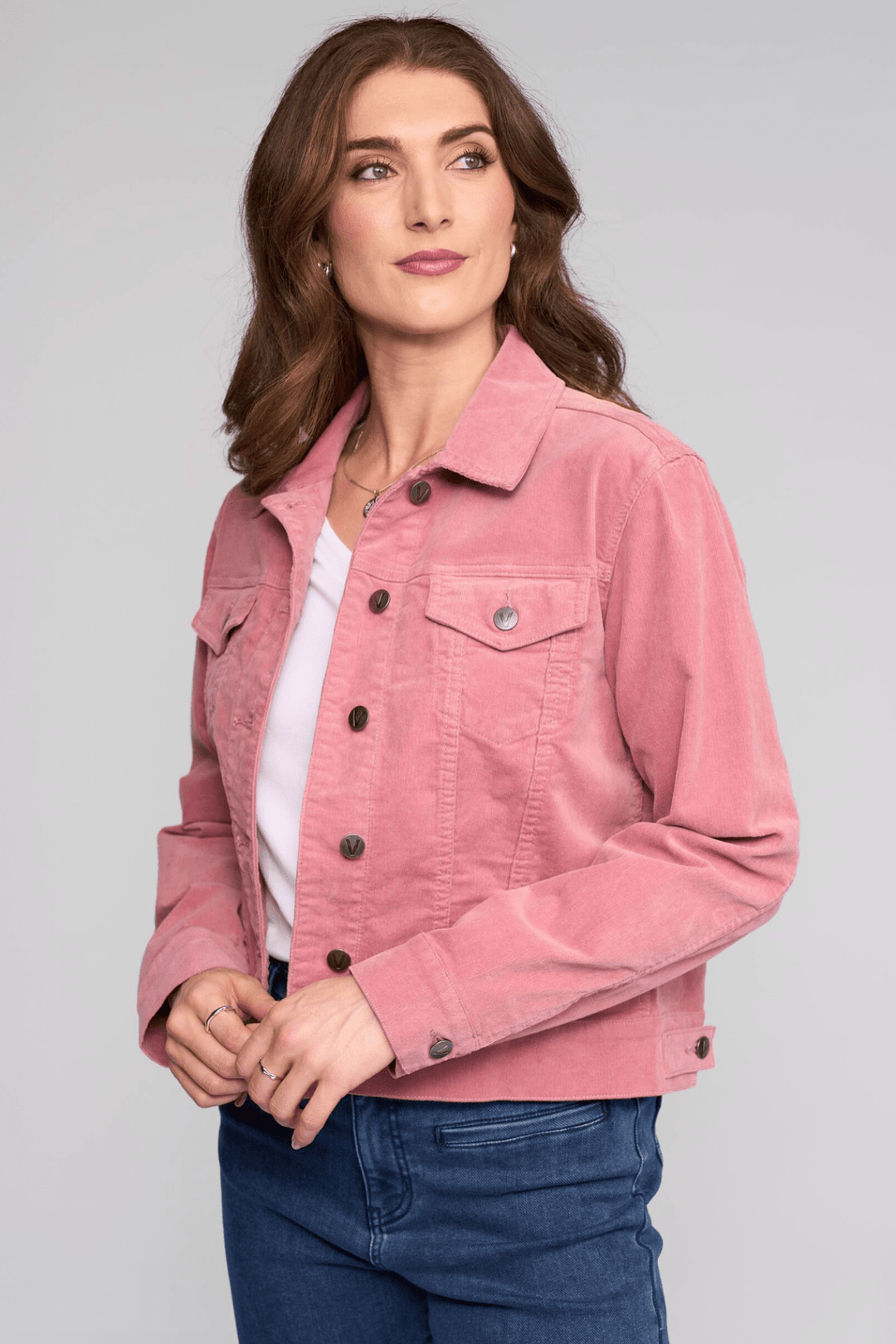 Pinwale Cord Jacket - Dusky Pink - VA7 - Pizazz BoutiqueVassalli