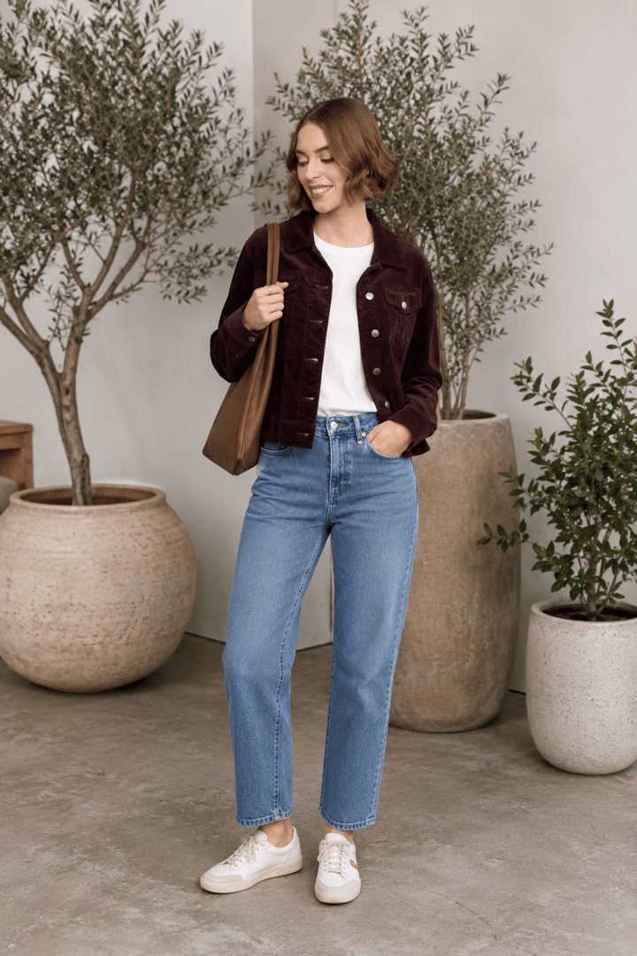 Pinwale Cord Jacket - Merlot - VA7 - Pizazz BoutiqueVassalli