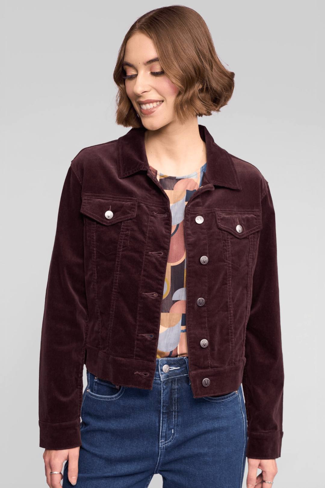 Pinwale Cord Jacket - Merlot - VA7 - Pizazz BoutiqueVassalli