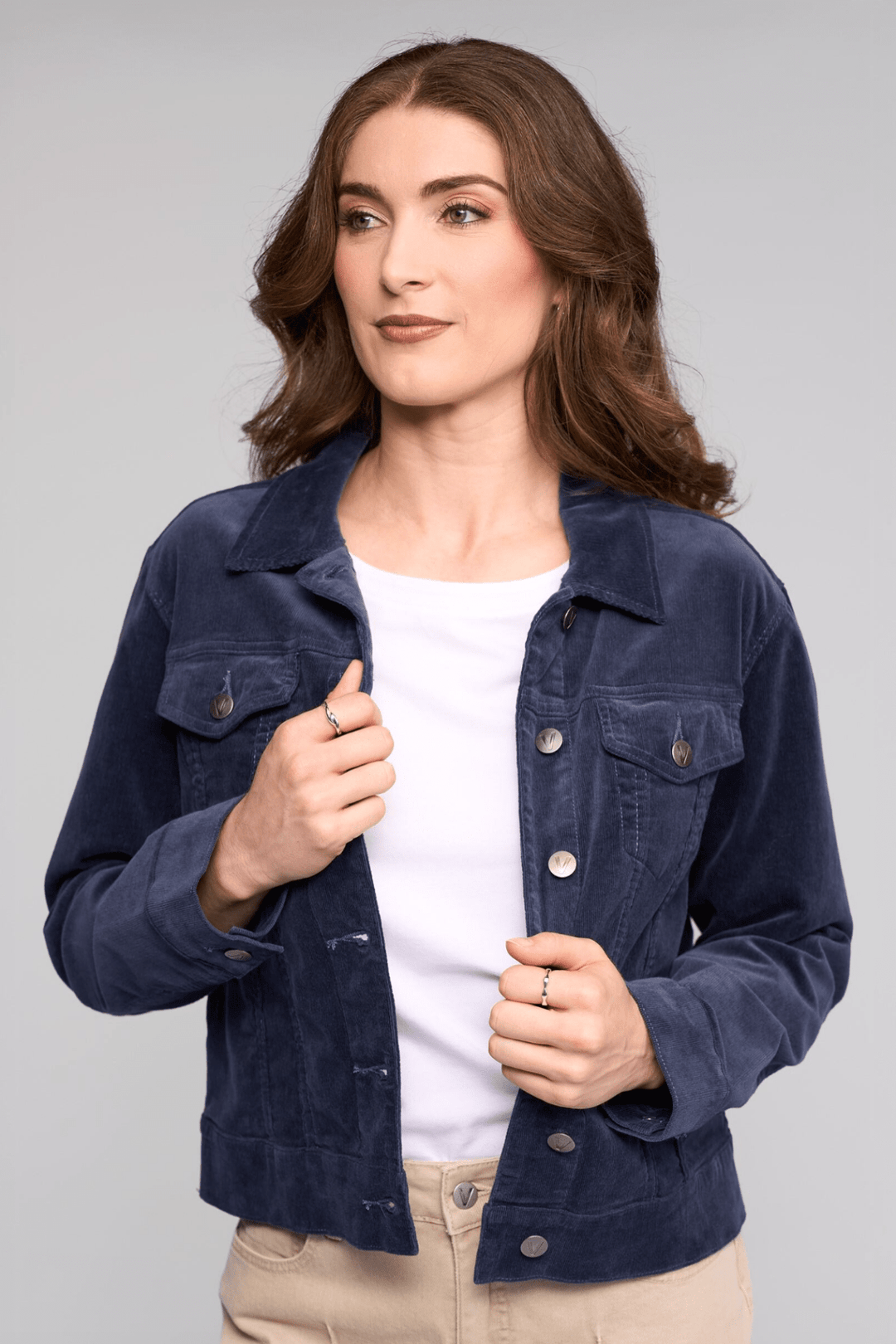 Pinwale Cord Jacket - Slate - VA7 - Pizazz BoutiqueVassalli