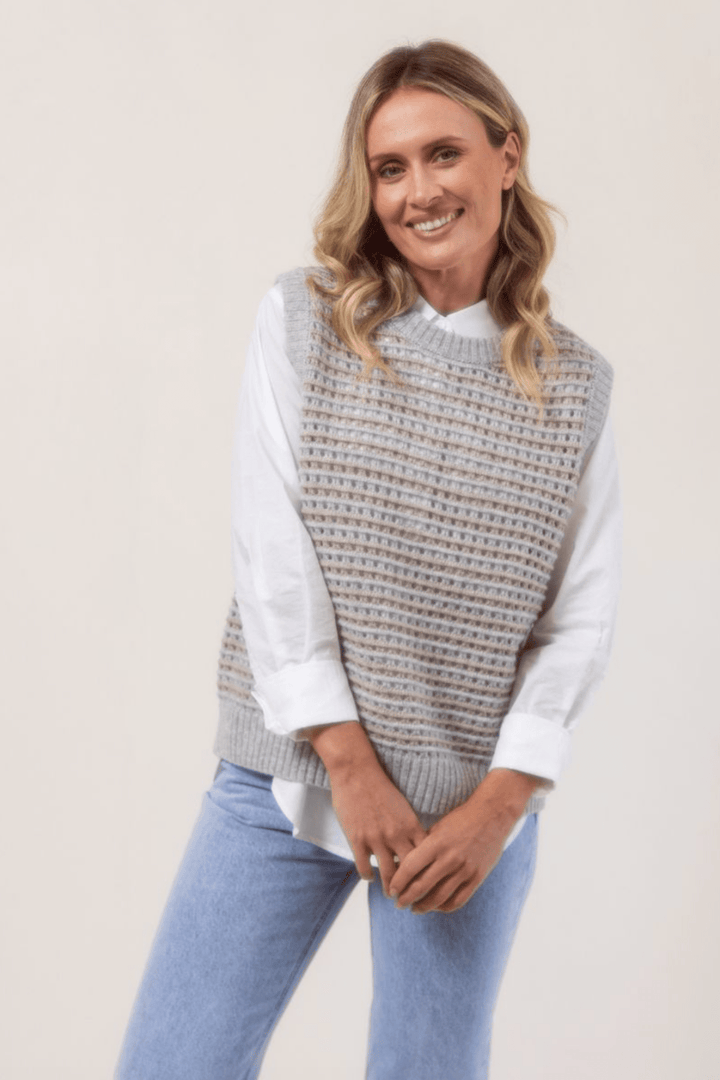 Pointelle Vest - Silver/Natural - SS25 - Pizazz BoutiqueSee Saw