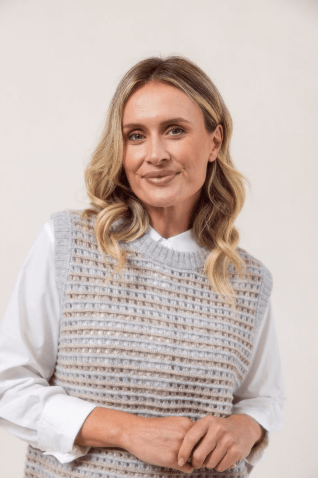 Pointelle Vest - Silver/Natural - SS25 - Pizazz BoutiqueSee Saw