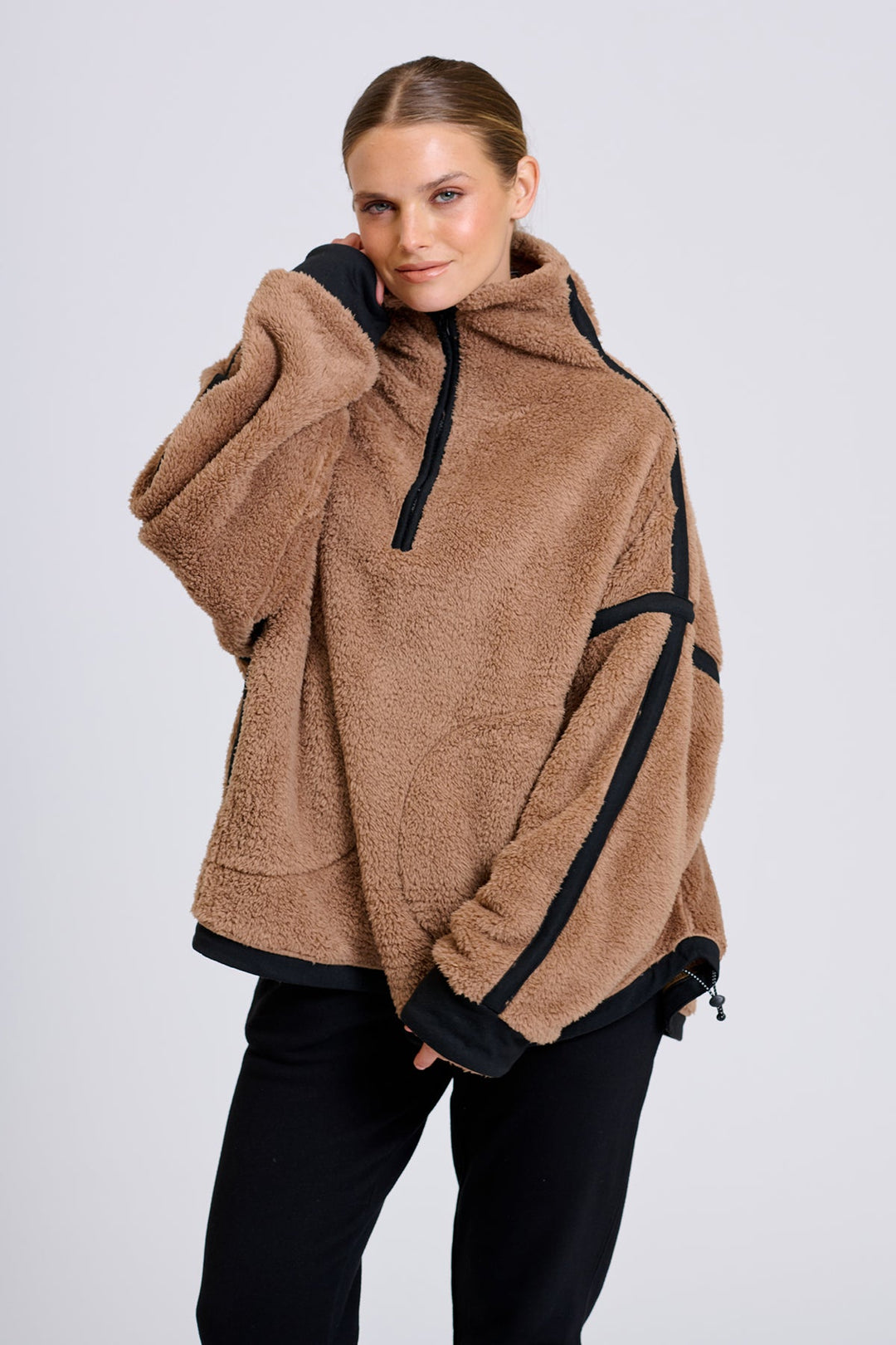 Popover Fleece Sweatshirt - Caramel - EST13 - Pizazz BoutiqueEST 1971
