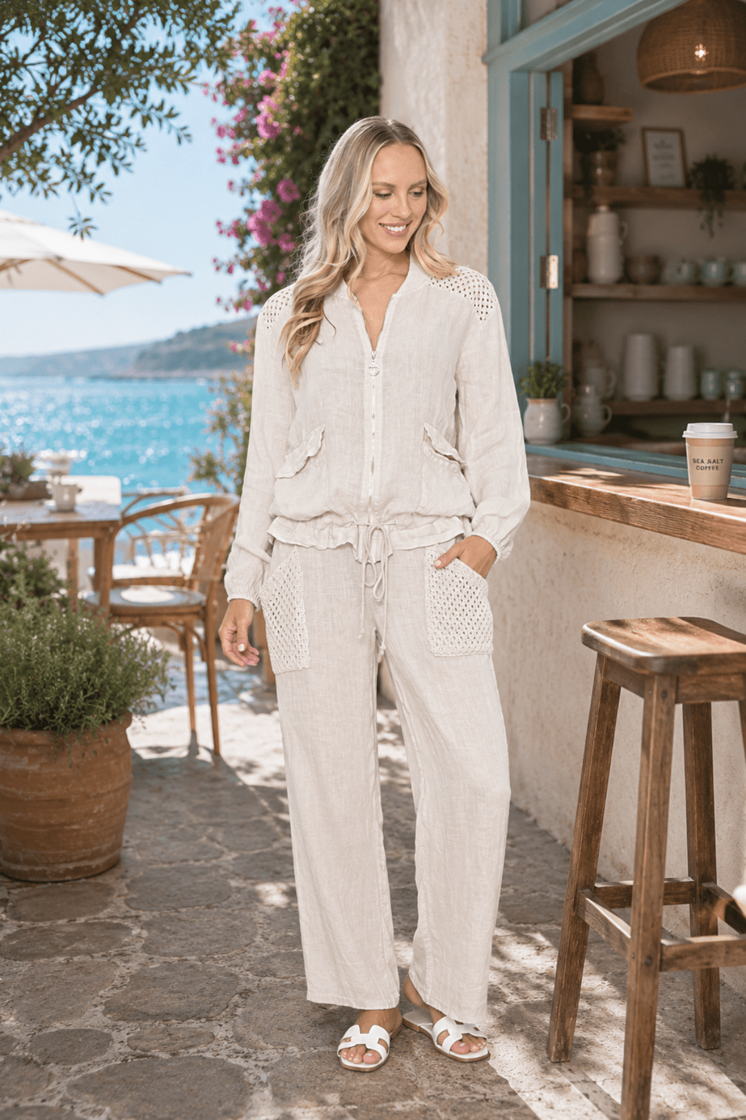 PRE ORDER - Zenith Linen Set - Beige - AE24 - Pizazz BoutiqueAE Luxe