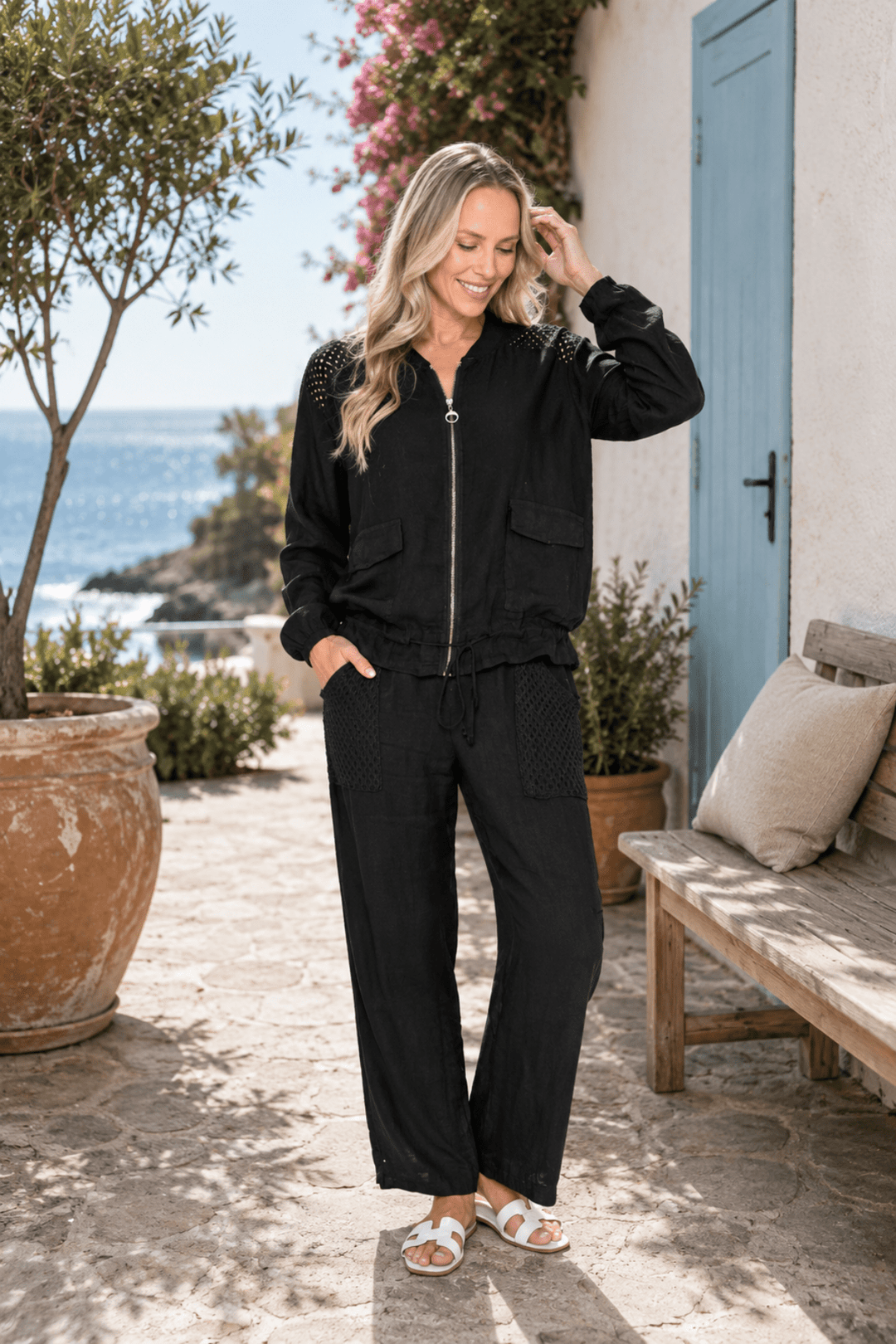PRE ORDER - Zenith Linen Set - Black - AE24 - Pizazz BoutiqueAE Luxe