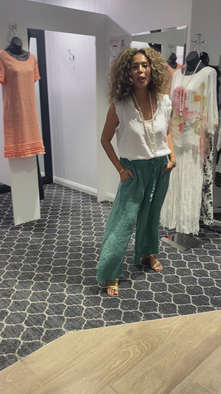 Lara Linen Pants - Lago - CT1