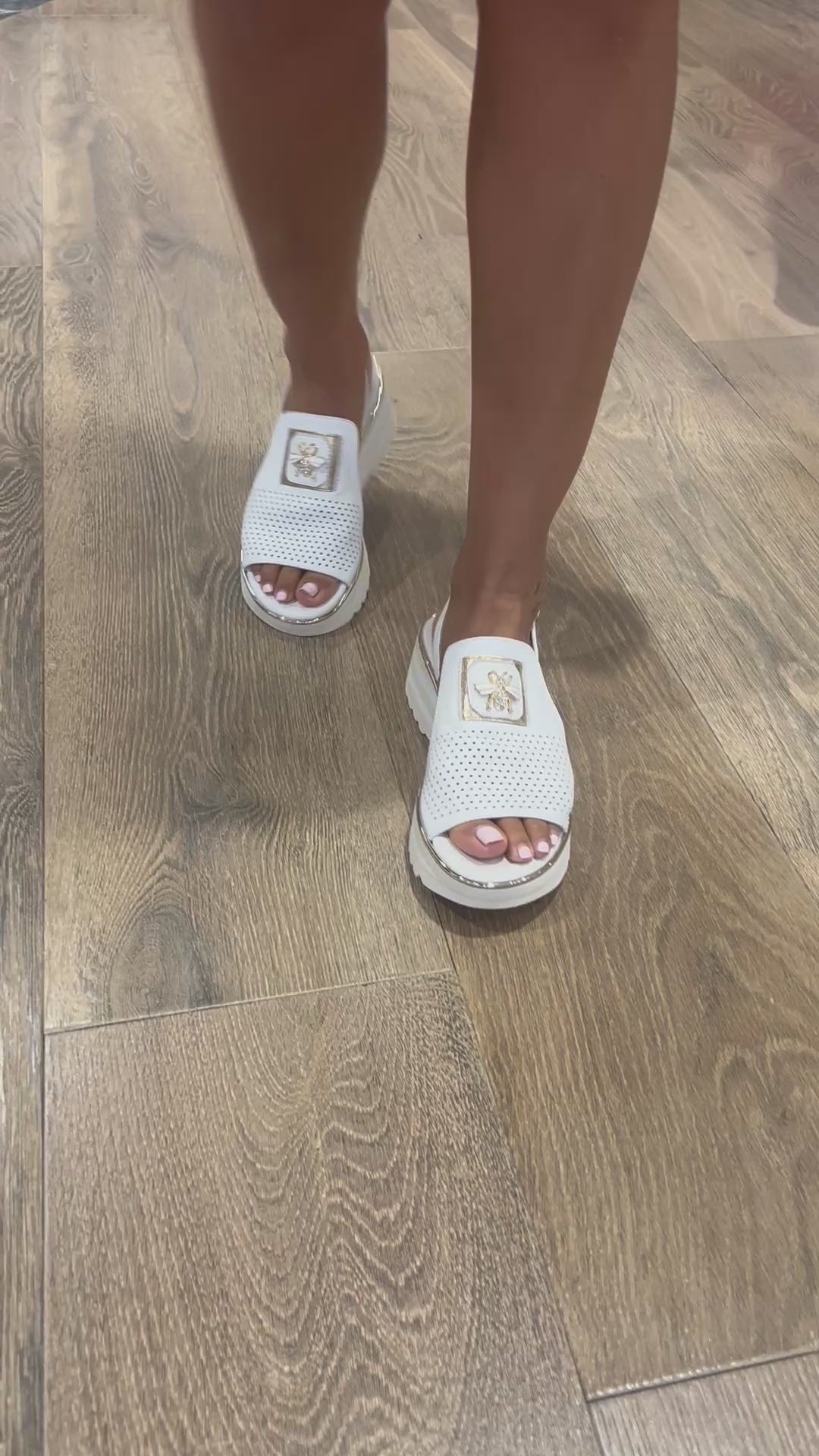 Haley Sling Back  - White/Gold - DJ36