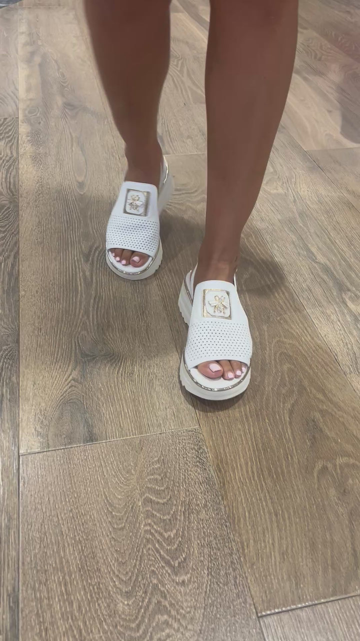 Haley Sling Back  - White/Gold - DJ36