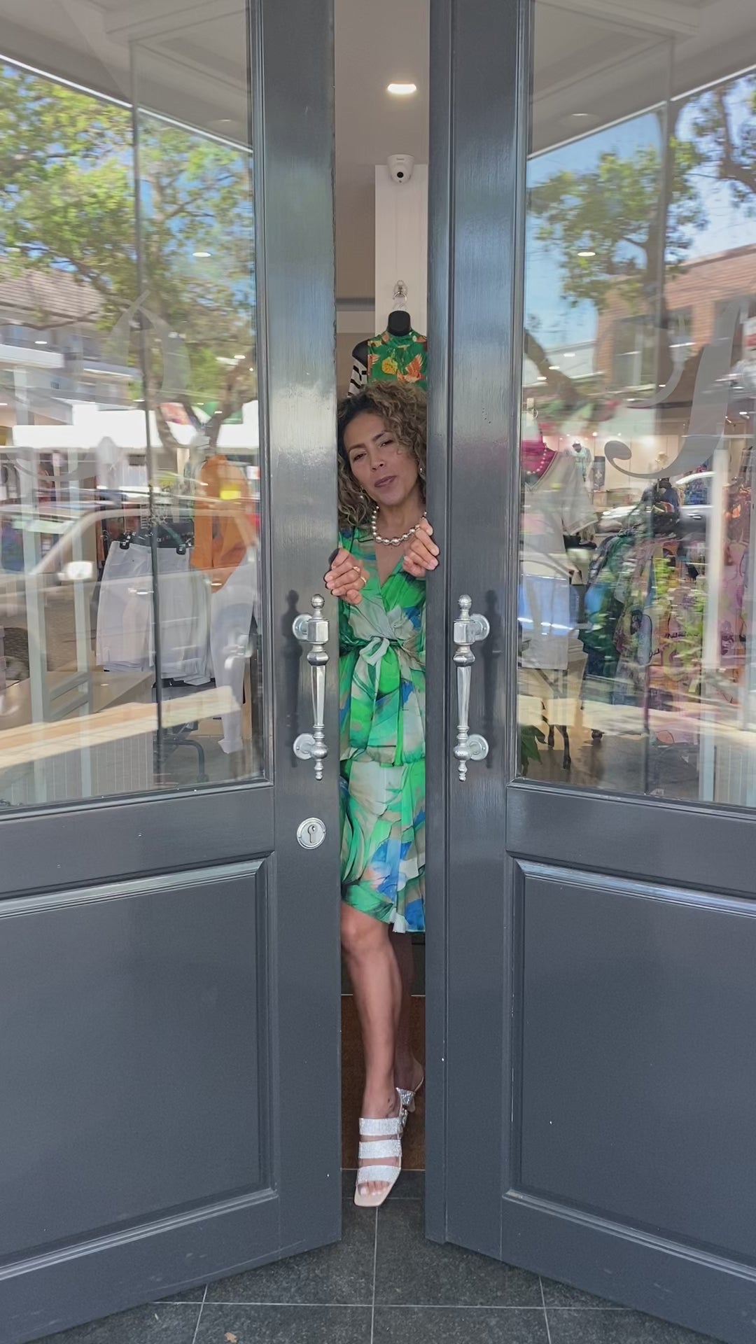 Jasmine Cross Over Dress - Floral Green - CC4