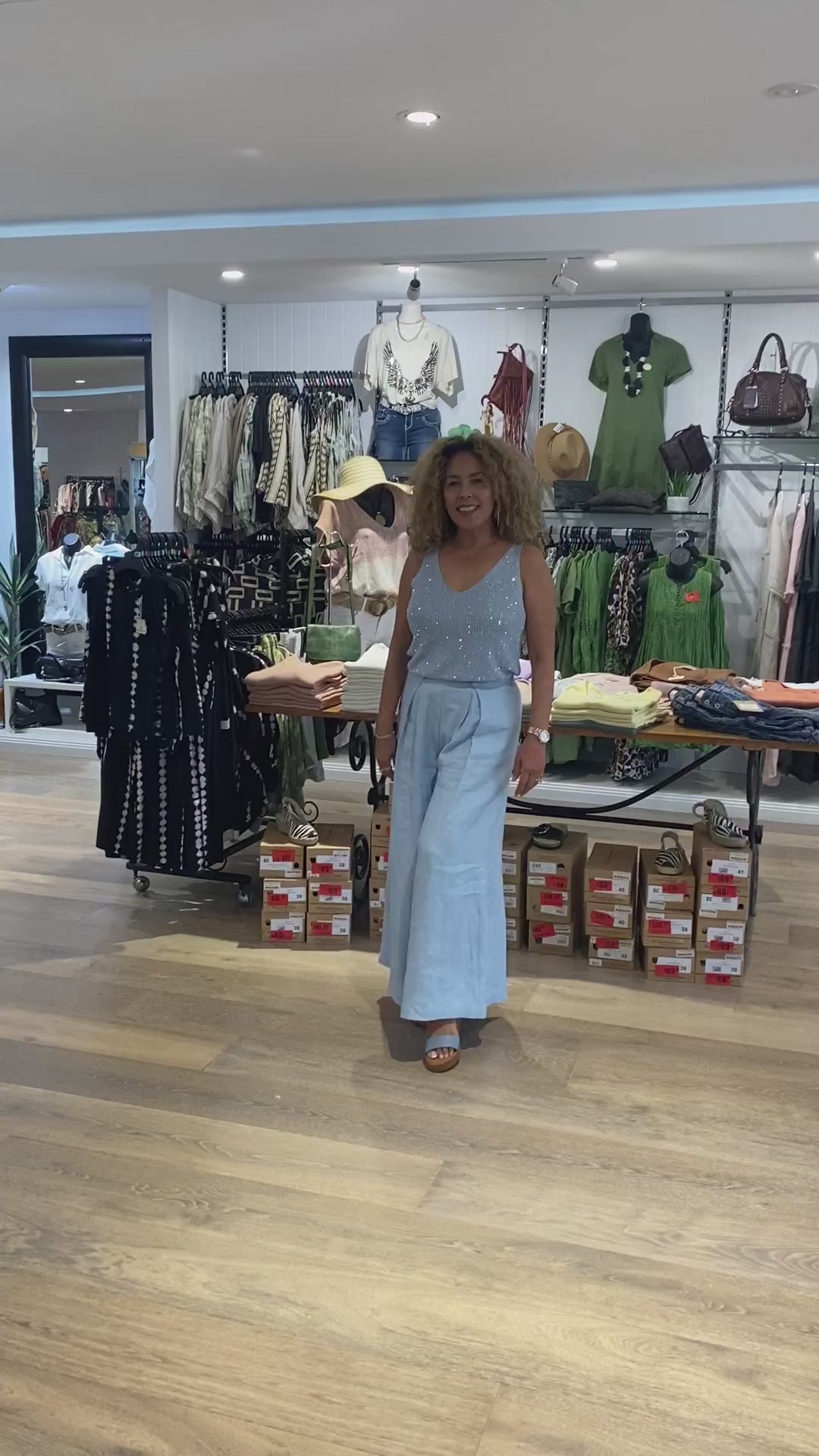 Metallic Knitted Camisole - Sky Blue - JR14