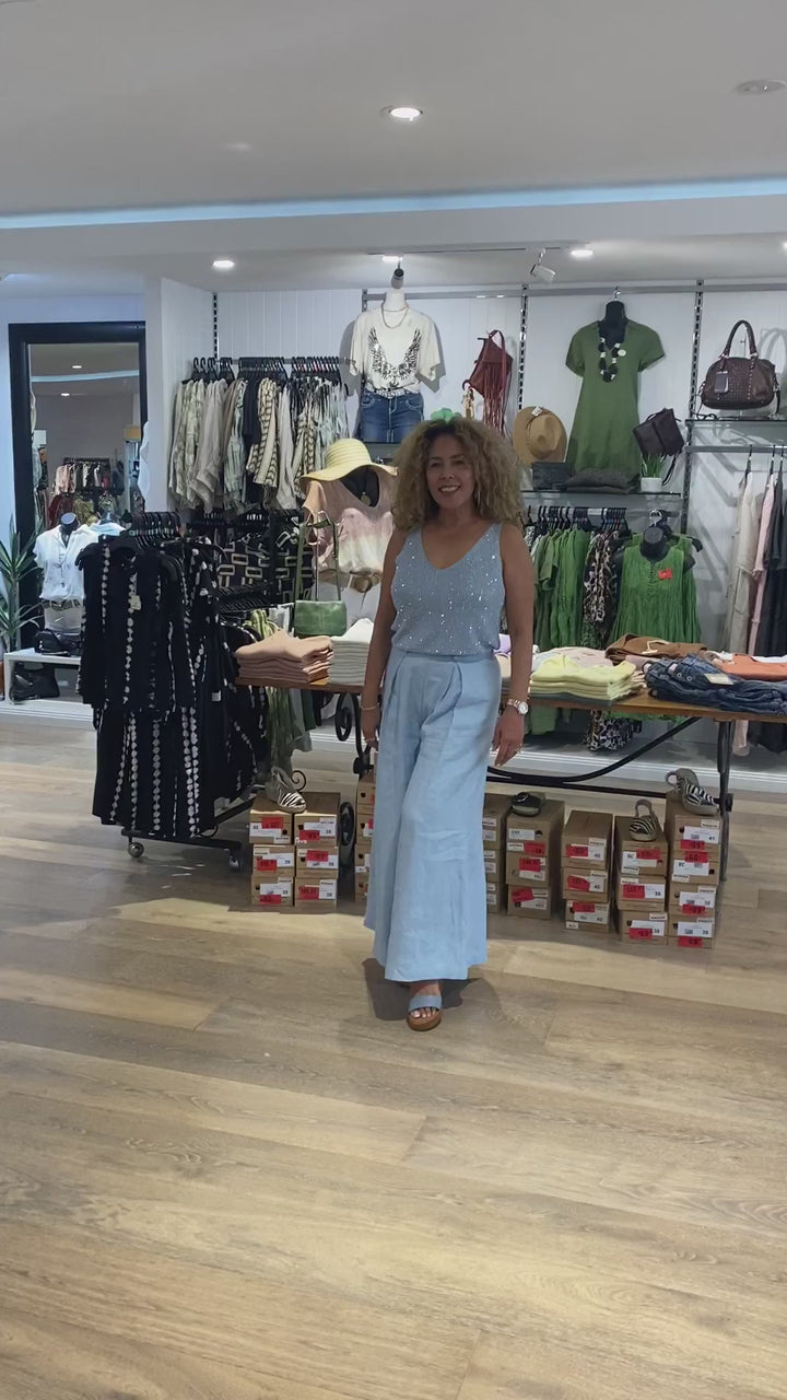 Metallic Knitted Camisole - Sky Blue - JR14