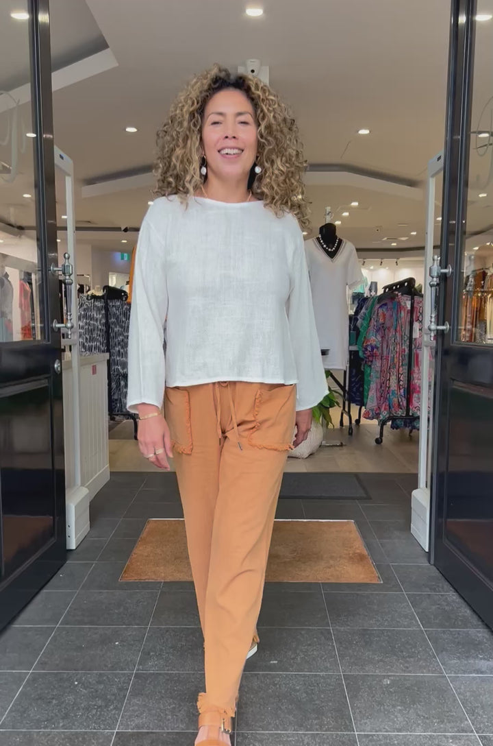 Joshua Frayed Linen Pant - Stonewash Tan - CB9