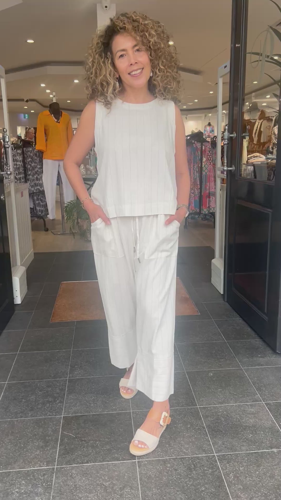 Aleesha Tank - Natural Stripe - CB26