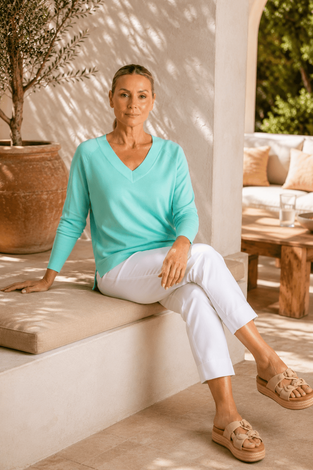 Raglan V-Neck Top - Lagoon - TT39 - Pizazz BoutiqueTwo-T's