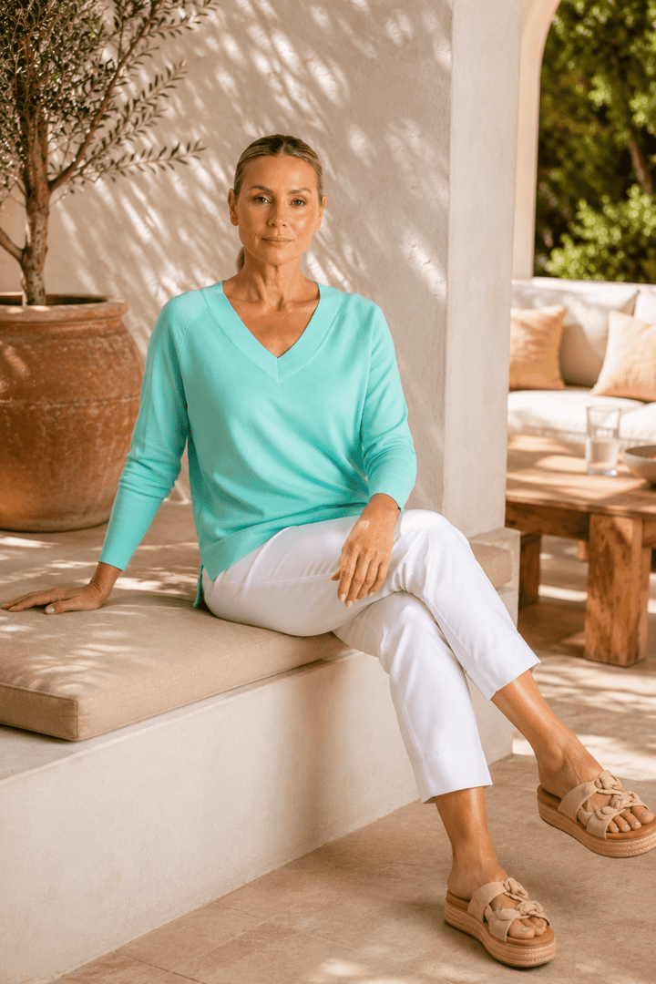 Raglan V-Neck Top - Lagoon - TT39 - Pizazz BoutiqueTwo-T's