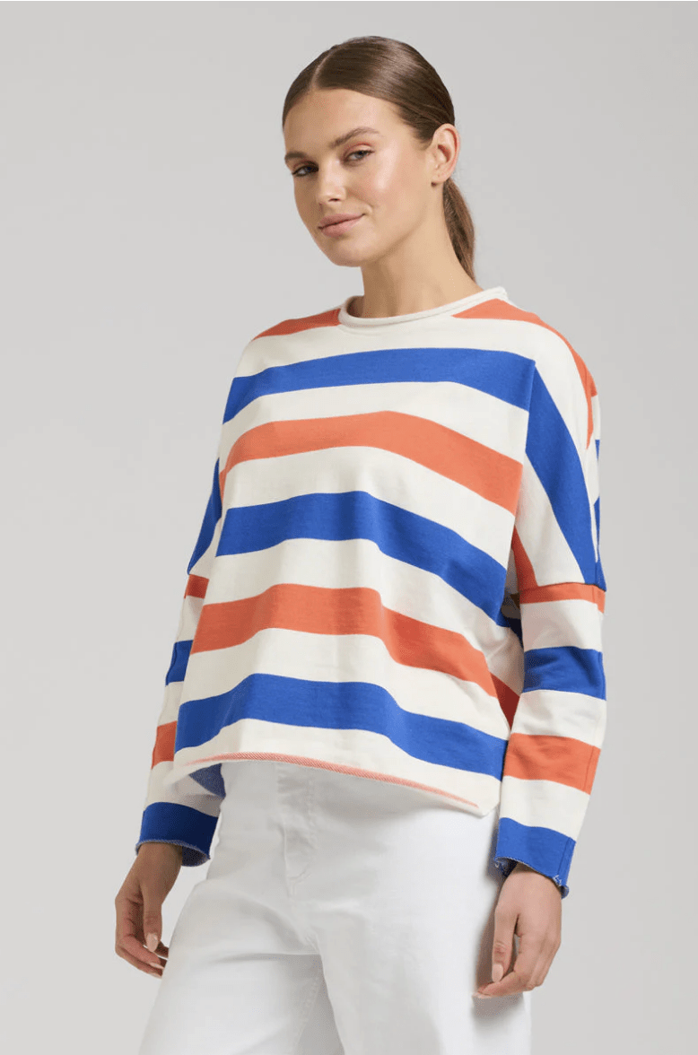 Raw Sweatshirt - Blue & Orange - EST12 - Pizazz BoutiqueEST 1971