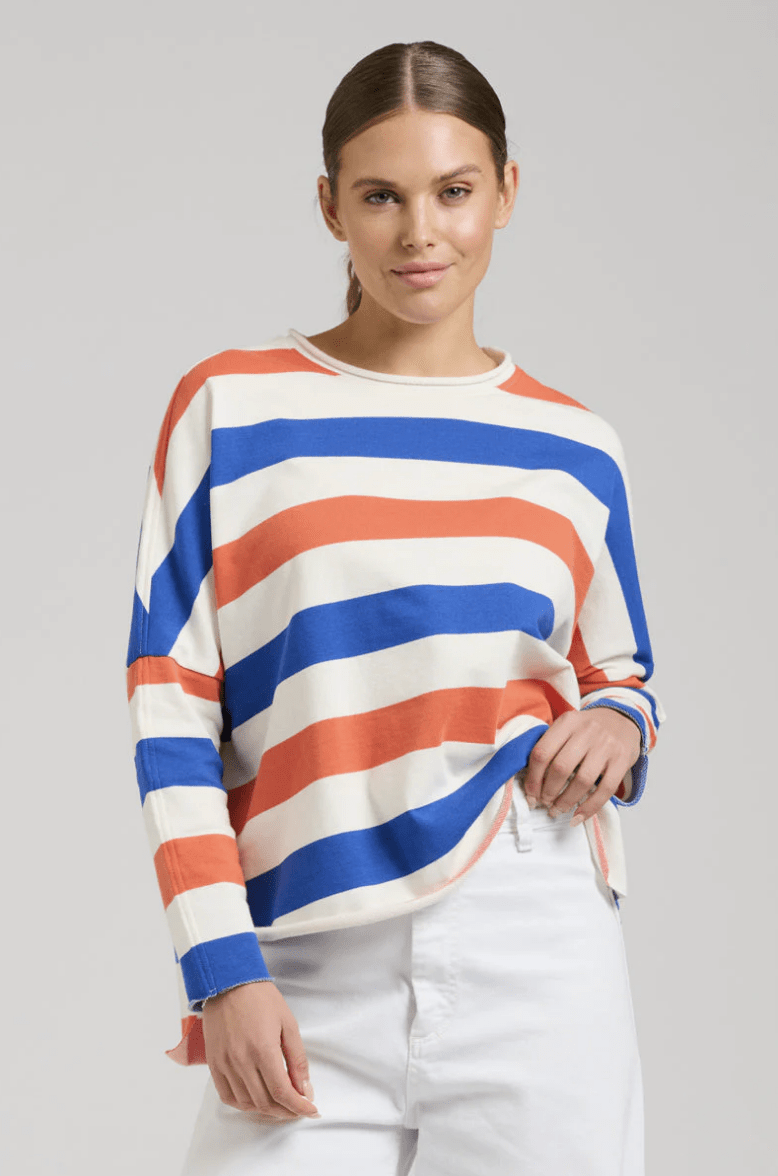 Raw Sweatshirt - Blue & Orange - EST12 - Pizazz BoutiqueEST 1971