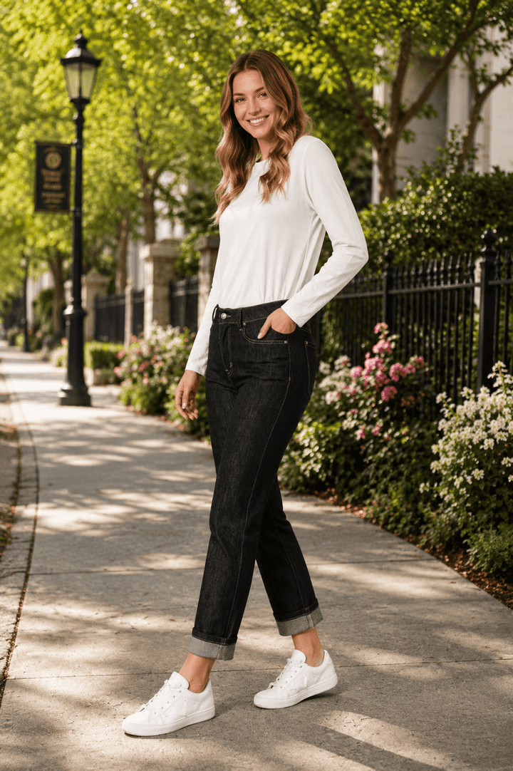 Retro Cuff Jean - Black - TZ43 - Pizazz BoutiqueThreadz