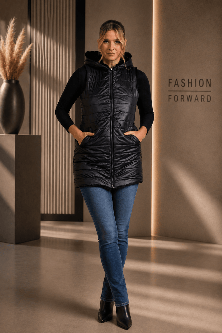 Reversible Faux Fur Vest - Black - CJ32 - Pizazz BoutiqueCaju