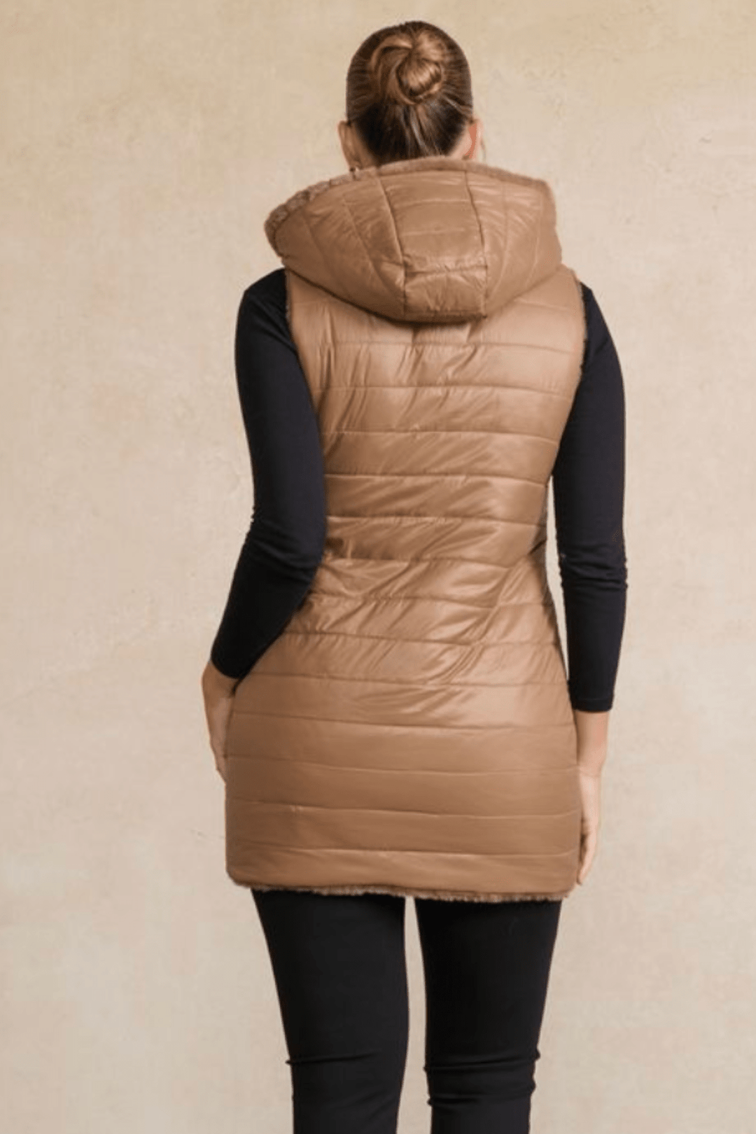 Reversible Faux Fur Vest - Taupe - CJ32 - Pizazz BoutiqueHolmes & Fallon