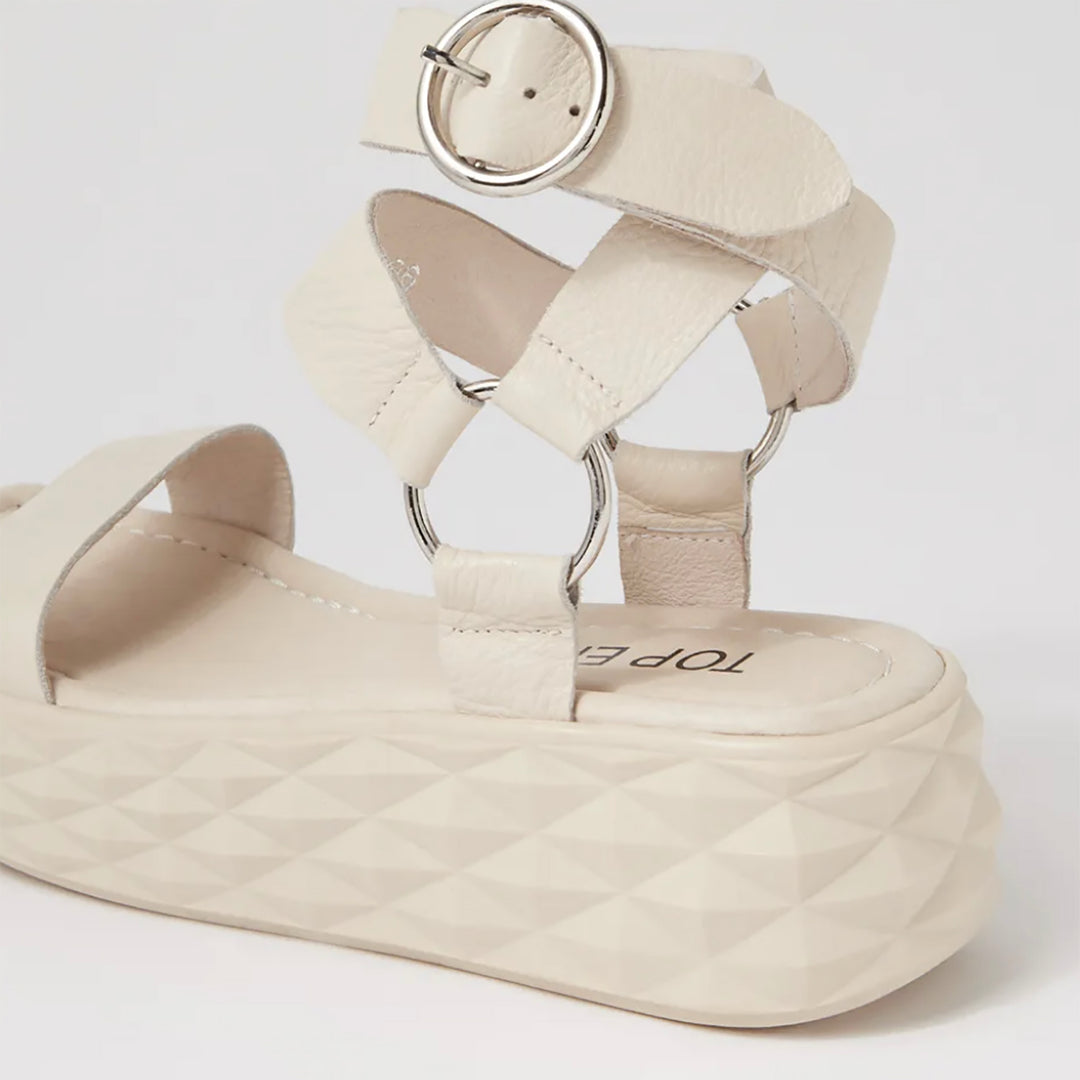 Milk colour Leather sandal by Top End shoes. Sold & shipped By Pizazz Boutique Nelson bay