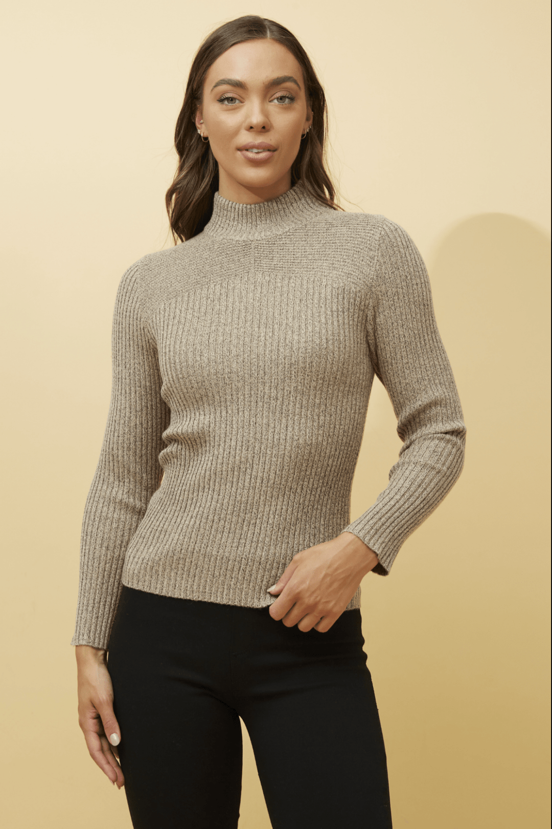 Ribbed Turtle Neck - Beige - CK35 - Pizazz BoutiqueCaroline Morgan