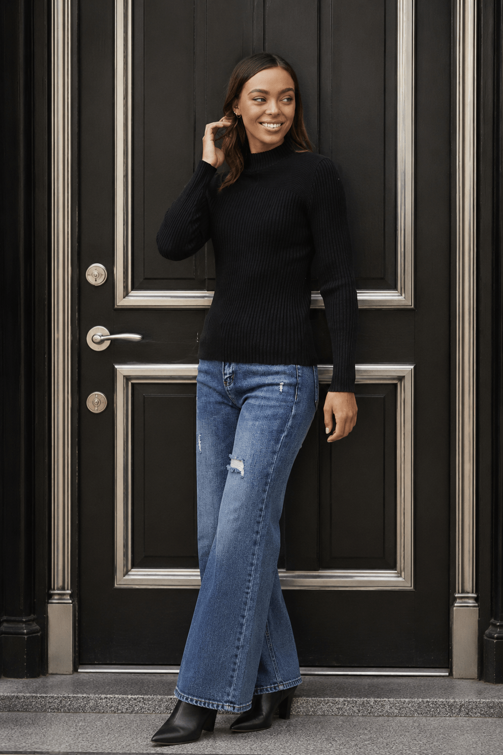 Ribbed Turtle Neck - Black - CK35 - Pizazz BoutiqueCaroline Morgan