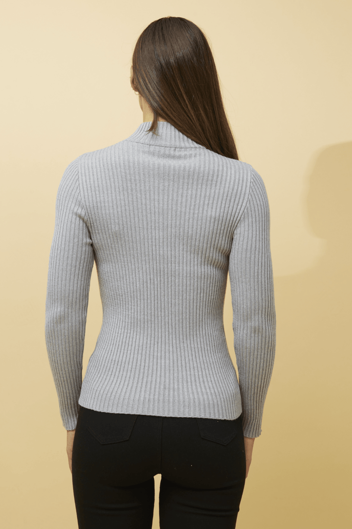 Ribbed Turtle Neck - Grey - CK35 - Pizazz BoutiqueCaroline Morgan