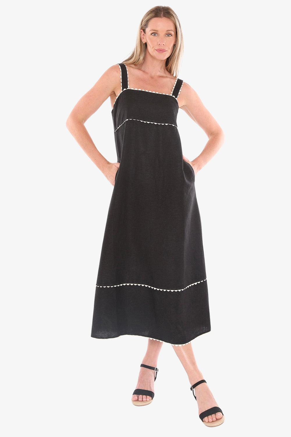 Ric Rac Maxi Dress - Black - JP12 - Pizazz BoutiqueJUMP