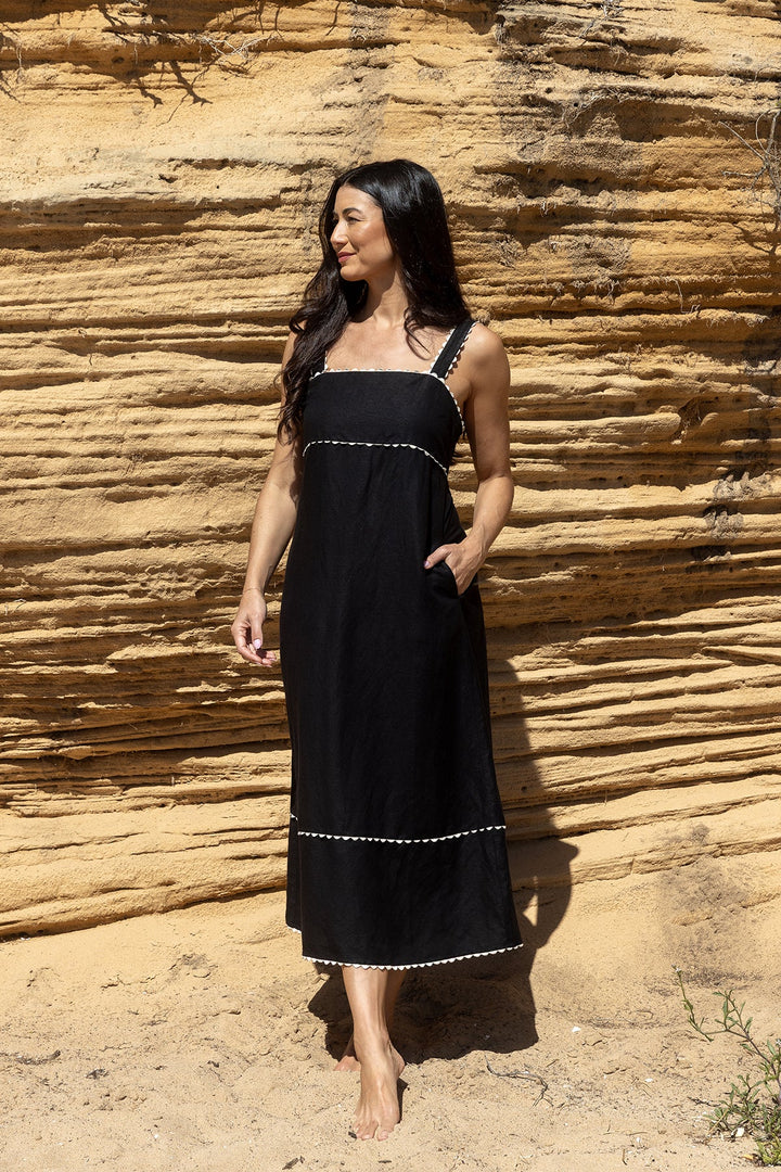 Ric Rac Maxi Dress - Black - JP12 - Pizazz BoutiqueJUMP