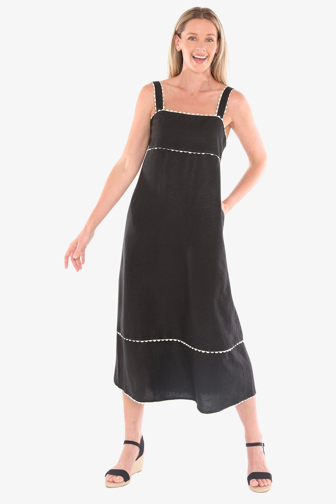 Ric Rac Maxi Dress - Black - JP12 - Pizazz BoutiqueJUMP