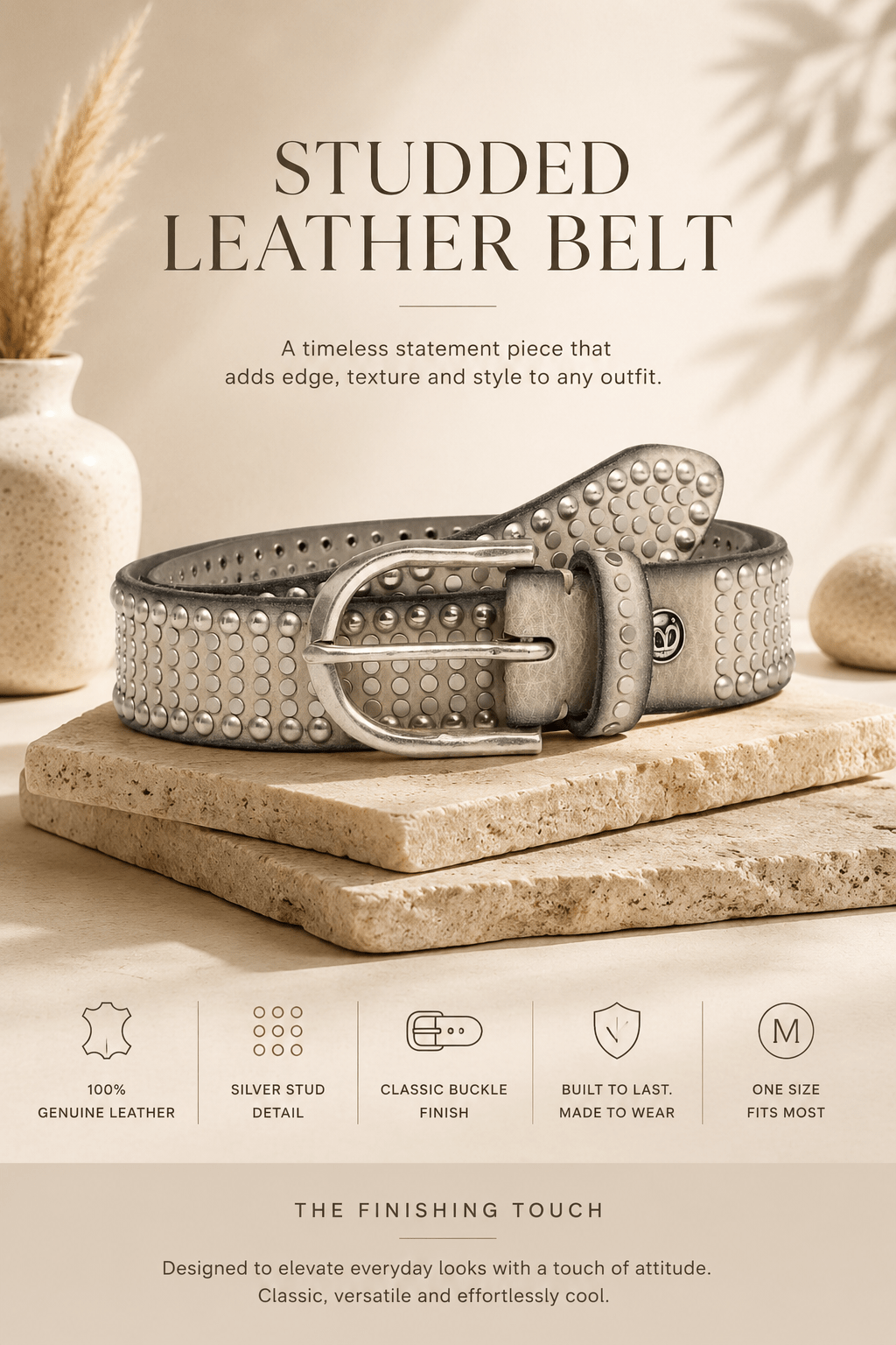 Riva Belt - Creme - BB7 - Pizazz BoutiqueB Belt