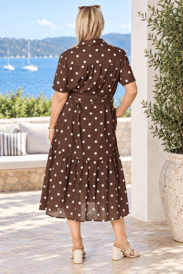 Riviera Spot Dress - Coffee - GS53 - Pizazz BoutiqueGordon smith