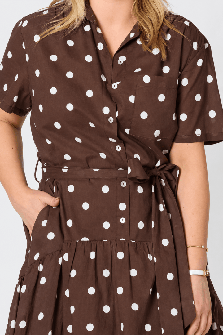 Riviera Spot Dress - Coffee - GS53 - Pizazz BoutiqueGordon smith