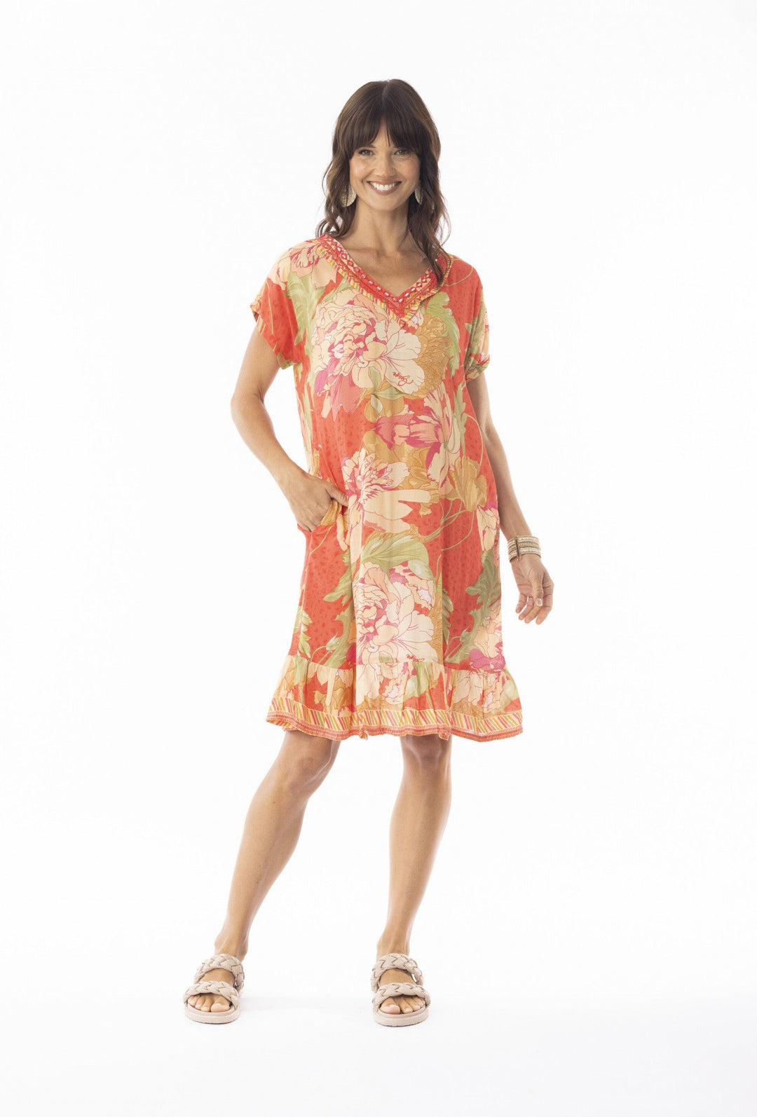 Rosa Short Sleeve Dress - Print - EP14 - Pizazz BoutiqueEscape by OQ