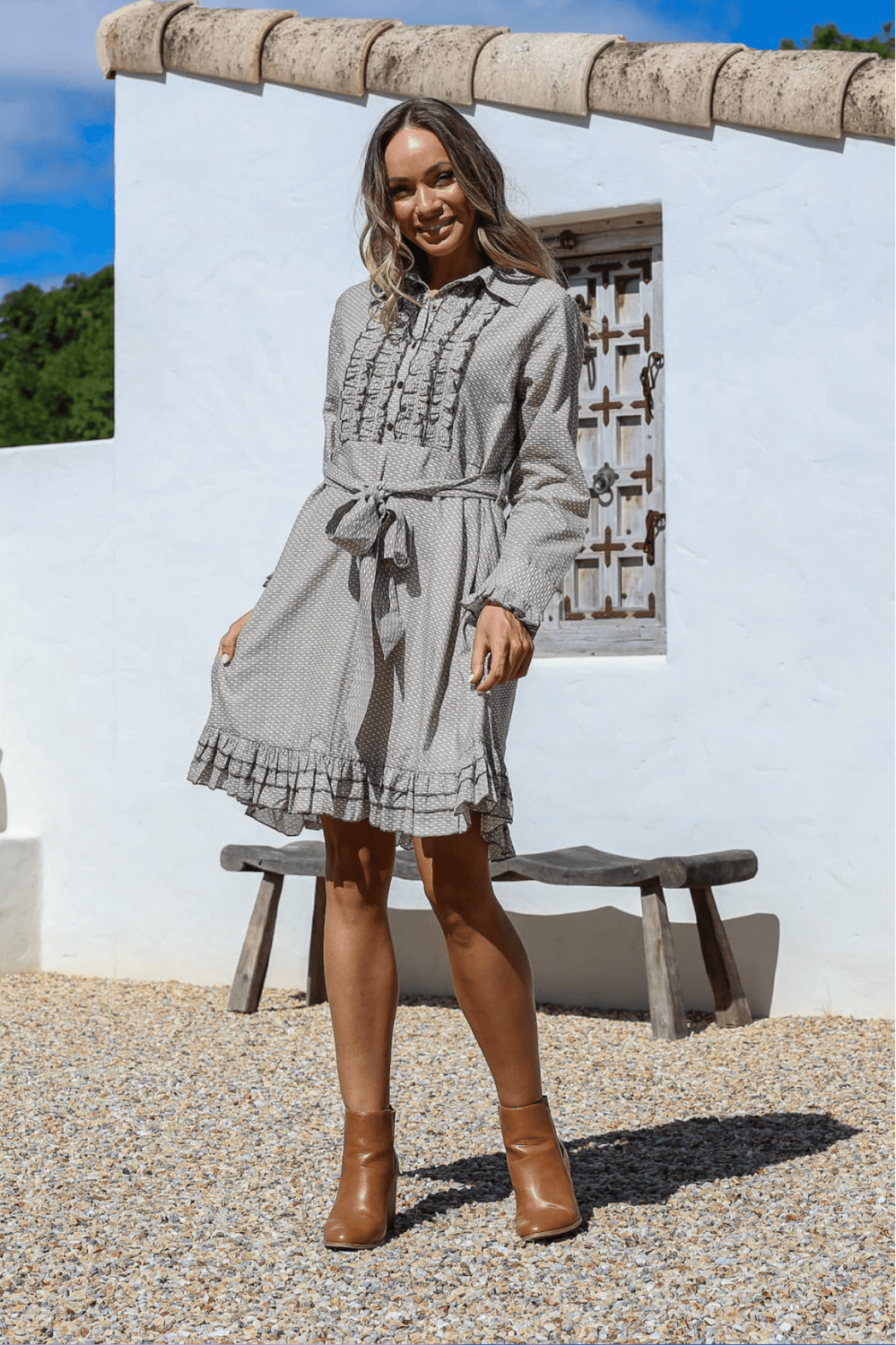 Rosalie Ruffle Dress - Chocolate - WP1 - Pizazz BoutiqueWhite Poetry